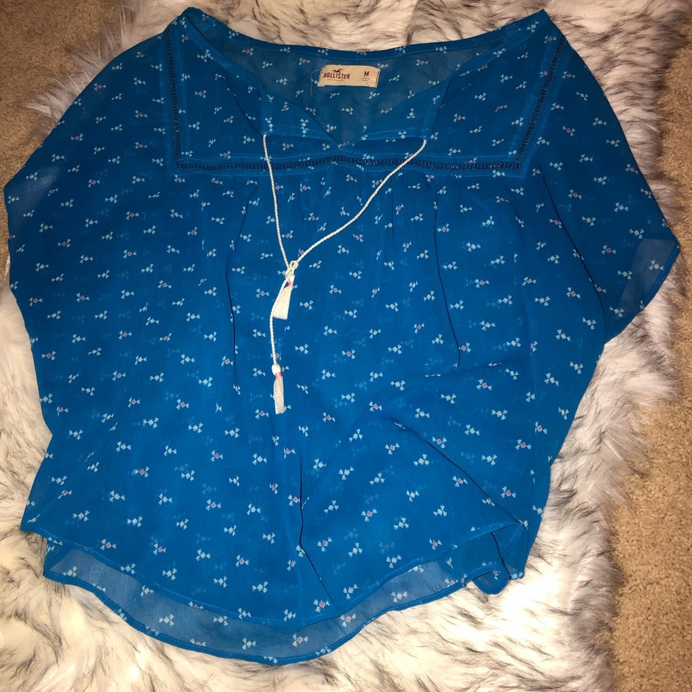 Blue semi sheer HCo crop top
